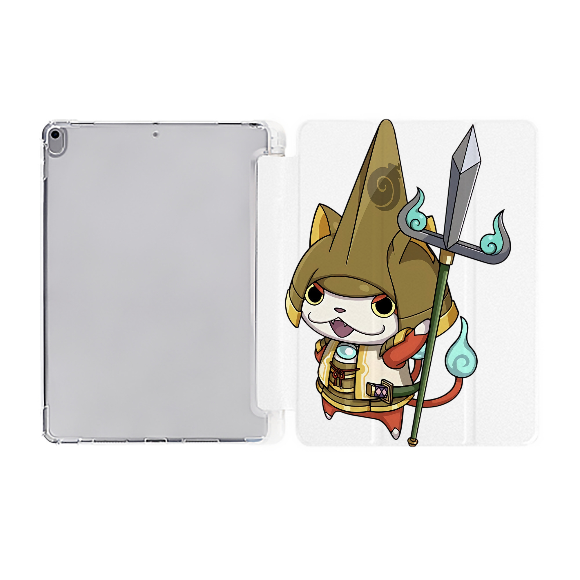 （画像用） 妖怪ウォッチ Yo-kai Watch IPad ケース ペン収納付き 三つ折りスタンド PUレザー×シリコン 対応機種9.5/10.5/10.9インチ